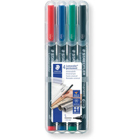 Foliopis Lumocolor, S, wodoodporny, zestaw 4 kol. (2, 3, 5, 9) w etui box, Staedtler S 313 WP4