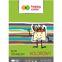 Blok techniczny kolorowy A4, 170g, 10 ark, Happy Color HA 3550 2030-09