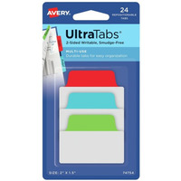 Ultra Tabs - samoprzylepne zakadki indeksujce, kolorowe, klasyczne, 50, 8x38, 24 szt., Avery Zweckform 74754