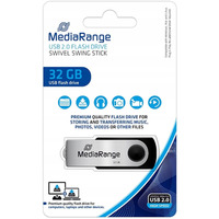 Pami Pendrive MediaRange 32GB USB 2.0, obracany, srebrno-czarny, MR911