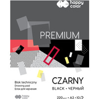 Blok techniczny PREMIUM czarny A3, 220g, 10 ark, Happy Color HA 3722 3040-9