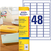 Etykiety adresowe J4720-25 45, 7 x 21, 2 25 ark przezroczyste, Avery Zweckform (X)