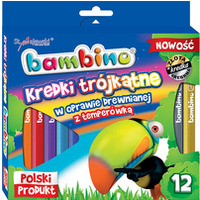 Kredki trjktne BAMBINO 12 kolorw temperwka w oprawie drewnianej