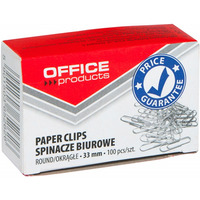Spinacze okrge, 33mm, 100szt., srebrne, typu OFFICE PRODUCTS 18083315-19