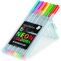 Cienkopis triplus, trjktny, 0.3 mm, 6 kol. NEON w etui box, Staedtler S 334 SB6CS3