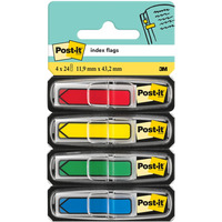 Zakadki indeksujce POST-IT? (684-ARR3), PP, 11,9x43,1mm, strzaka, 4x24 kart., mix kolorw