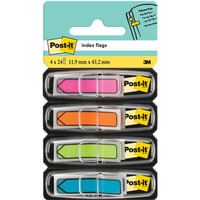 Zakadki indeksujce POST-IT? (684-ARR4), PP, 11,9x43,2mm, strzaka, 4x24 kart., mix kolorw neonowy