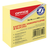 Kostka samoprzylepna OFFICE PRODUCTS, 76x76mm, 1x400 kart., pastel, jasnoty