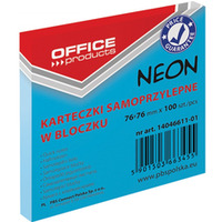 Bloczek samoprzylepny OFFICE PRODUCTS, 76x76mm, 1x100 kart., neon, niebieski