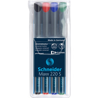 Zestaw foliopisw permanentnych SCHNEIDER Maxx 220, S, 0, 4mm, 4 szt., miks kolorw