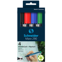 Zestaw markerw do tablic SCHNEIDER Maxx 290, 2-3mm, 4 szt., pudeko z zawieszk, mix kolorw