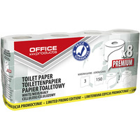 Papier toaletowy celulozowy OFFICE PRODUCTS Premium, 3-warstwowy, 150 listkw, 15m, 8szt., biay