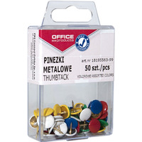 Pinezki kolorowe OFFICE PRODUCTS, w pudeku, 50szt., mix kolorw