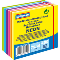 Kostka samoprzylepna DONAU, 76x76mm, neon, 1x400 kart., mix kolorw