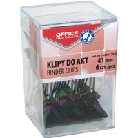 Klipy do dokumentw OFFICE PRODUCTS, 41mm, 6szt., w pudeku, czarne