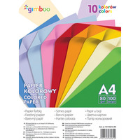 Papier kolorowy GIMBOO, A4, 100 arkuszy, 80gsm, 10 kolorw neonowych