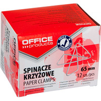 Spinacze krzyowe OFFICE PRODUCTS, 65mm, 12szt., srebrne