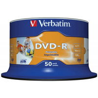 Pyta DVD-R VERBATIM AZO, 4, 7GB, prdko 16x, cake, 50szt., do nadruku