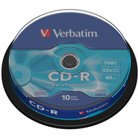 Pyta CD-R VERBATIM, 700MB, prdko 52x, cake, 10szt., ekstra ochrona