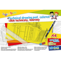 Blok techniczny GIMBOO, A4, 10 kart., 150gsm, mix kolorw