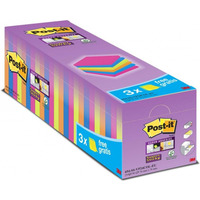 Karteczki samoprzylepne POST-IT? Super Sticky (654-SS-VP24COL), 76x76mm, 24x90 kart., mix kolorw, 3 Karteczki GRATIS