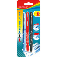Dugopis KEYROAD, 0, 7mm, wymazywalny, 2szt. + 1 gratis, blister, mix kolorw