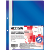 Skoroszyt OFFICE PRODUCTS, PP, A4, 2 otwory, 100/170mikr., wpinany, granatowy