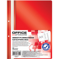 Skoroszyt OFFICE PRODUCTS, PP, A4, 2 otwory, 100/170mikr., wpinany, czerwony