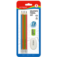 Zestaw szkolny KEYROAD Pencil Set HB, 6 elementw, blister, mix kolorw