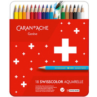 Kredki CARAN D'ACHE Swisscolor Aquarelle, z efektem akwareli, szecioktne, 18szt., mix kolorw