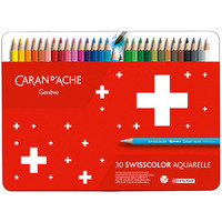 Kredki CARAN D'ACHE Swisscolor Aquarelle, z efektem akwareli, szecioktne, 30szt., mix kolorw