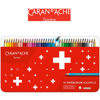 Kredki CARAN D'ACHE Swisscolor Aquarelle, z efektem akwareli, szecioktne, 40szt., mix kolorw