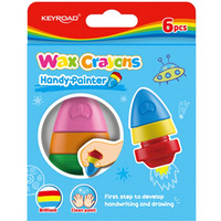 Kredki woskowe KEYROAD 2 Rockets, 6szt., zawieszka, mix kolorw