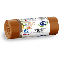 Worki z uszami STELLA, do segregacji odpadw bio, 60 l, 14 szt., brzowe, brzowy