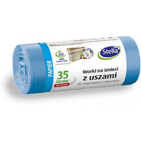 Worki z uszami STELLA, do segregacji odpadw papierowych, 35 l, 20 szt., niebieskie, niebieski