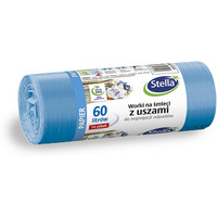 Worki z uszami STELLA, do segregacji odpadw papierowych, 60 l, 14 szt., niebieskie, niebieski
