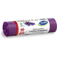 Worki na mieci STELLA, ztam cigajc, zapachlawendy, 90 l, 10 szt., lawendowy
