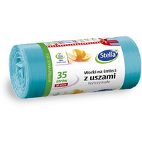 Worki na mieci STELLA, z uszami, 35 l, 30 szt. turkusowe, turkus