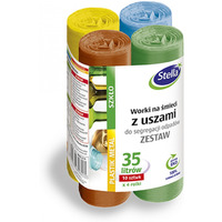 Worki z uszami STELLA, do segregacji odpadw, zestaw, 35 l, 4x10 szt., mix