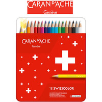 Kredki CARAN D'ACHE Swisscolor, metalowe pudeko, 18 szt