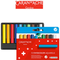 Kredki akwarelowe woskowe CARAN D'ACHE Swisscolor, kartonowe pudeko, 10 szt