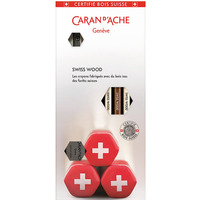 Zestaw owkw CARAN D'ACHE SWISS WOOD, HB, 3szt + gumka i temperwka, mix kolorw