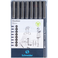 Zestaw cienkopis�w SCHNEIDER Pictus, 8 szt., czarne, mix grubo�ci