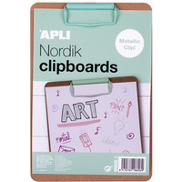 Clipboard APLI Nordik, deska A5, drewniana, z metalowym klipsem, pastelowy zielony