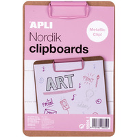 Clipboard APLI Nordik, deska A5, drewniana, z metalowym klipsem, pastelowy rowy