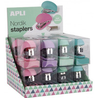 Zszywacz APLI Nordik, Soft Touch, 30 kart., zszywki, pudeko z zawieszk, mix kolorw pastel
