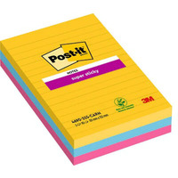 Karteczki samoprzylepne POST-IT? Super Sticky w linie (4690-SS3RIO-EU), 101x152mm, 3x90 kart., paleta Carnival