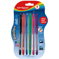 Dugopis klasyczny KEYROAD Ball Pen Soft Jet, 0, 7 mm, 6 s.zt, blister, mix kolorw