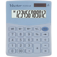 Kalkulator biurowy VECTOR KAV VC-812, 12-cyfrowy, 101x124mm, jasnoniebieski
