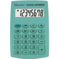 Kalkulator kieszonkowy VECTOR KAV VC-210III, 8- cyfrowy, 64x98, 5mm, jasnozielony